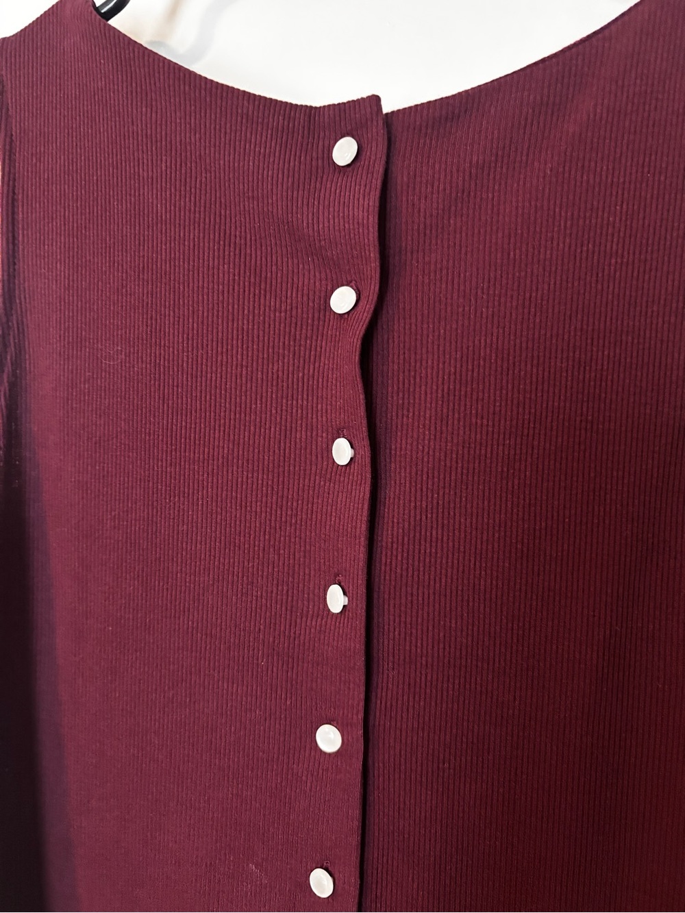 Wild Fable Sleeveless Ribbed Button-front Long Tank Top - Burgundy/maroon - Picture 2 of 6